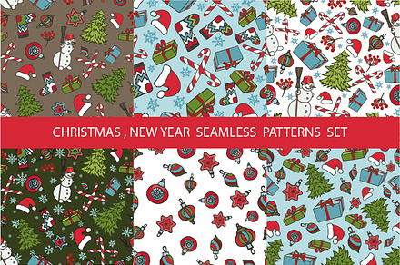 Christmas,new year seamless patterns