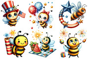 Watercolor 4th of July Bee Clipart, an Illustration by Designworld (Thumbnail 2 of 7)