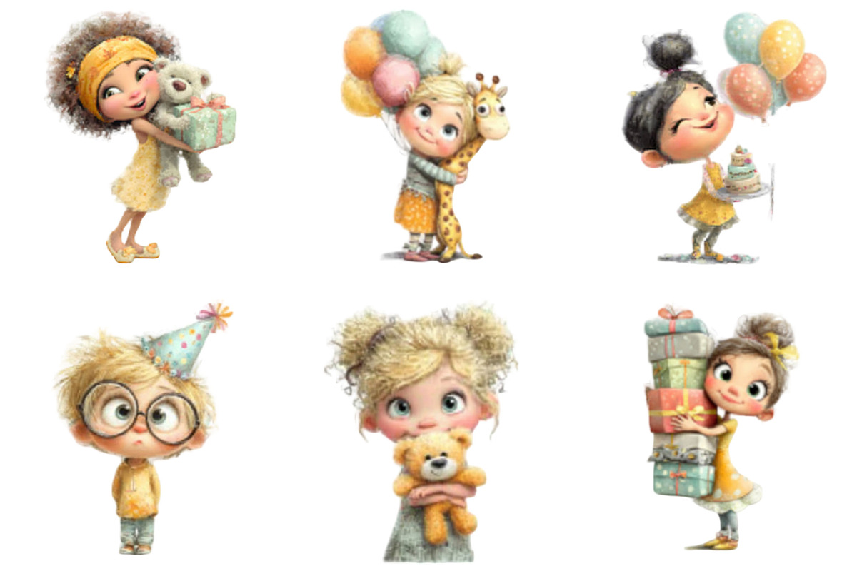 Quirky Birthday Girl Clipart, an Illustration by Designking (Photo 3 of 5)
