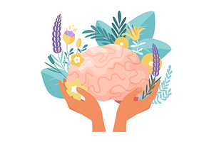 Mental health, brain health care, an Object Illustration by Lemberg Vector