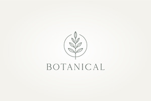 botanical leaves line art icon logo, a Branding & Logo Template by Blazybone