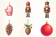 Christmas Ornaments Watercolor Clipa, an Illustration by CrexoraLab (Thumbnail 3 of 5)