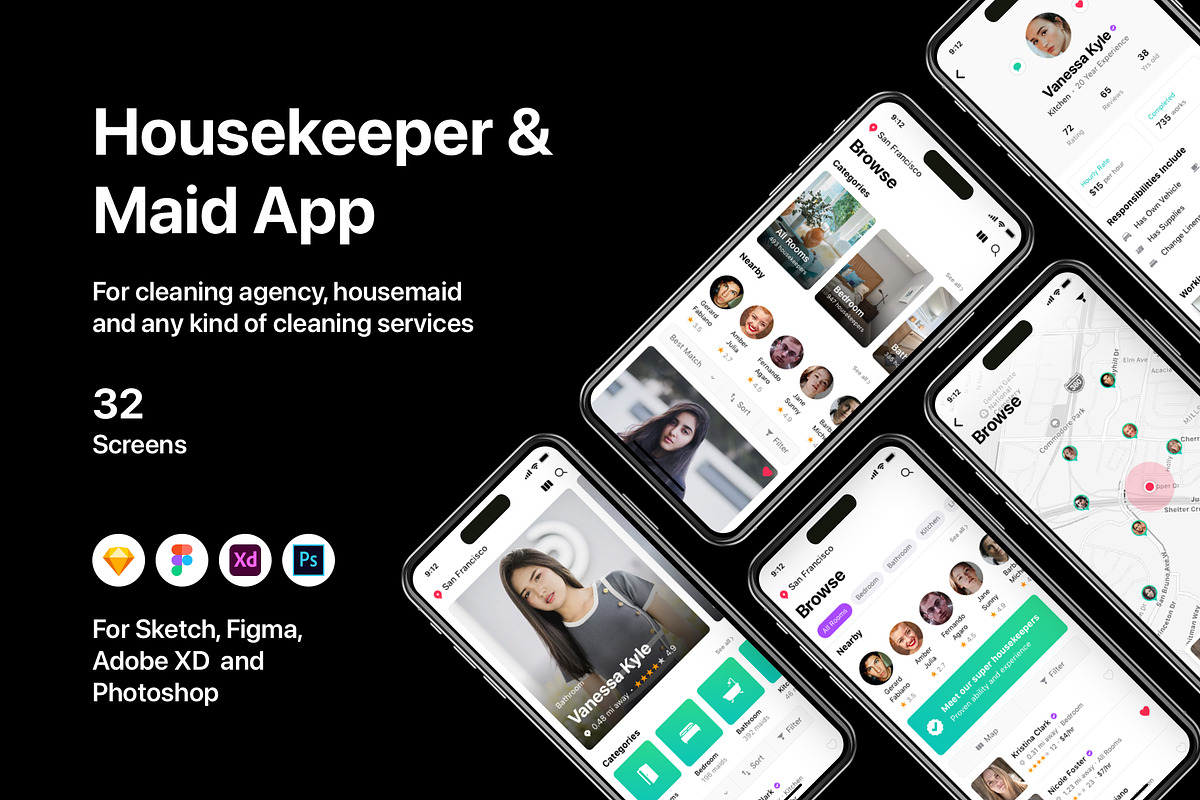 Housekeeper & Maid App, an UI Kit Template by flr.24 (Photo 1 of 2)