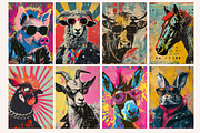 Pop Art Punk Farm Animals, a Background Graphic by PrintHaven Designs (Thumbnail 3 of 8)