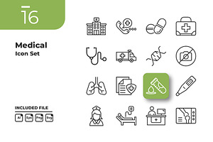 Medical Outline Icons Set, an Outline Icon by yuanesei