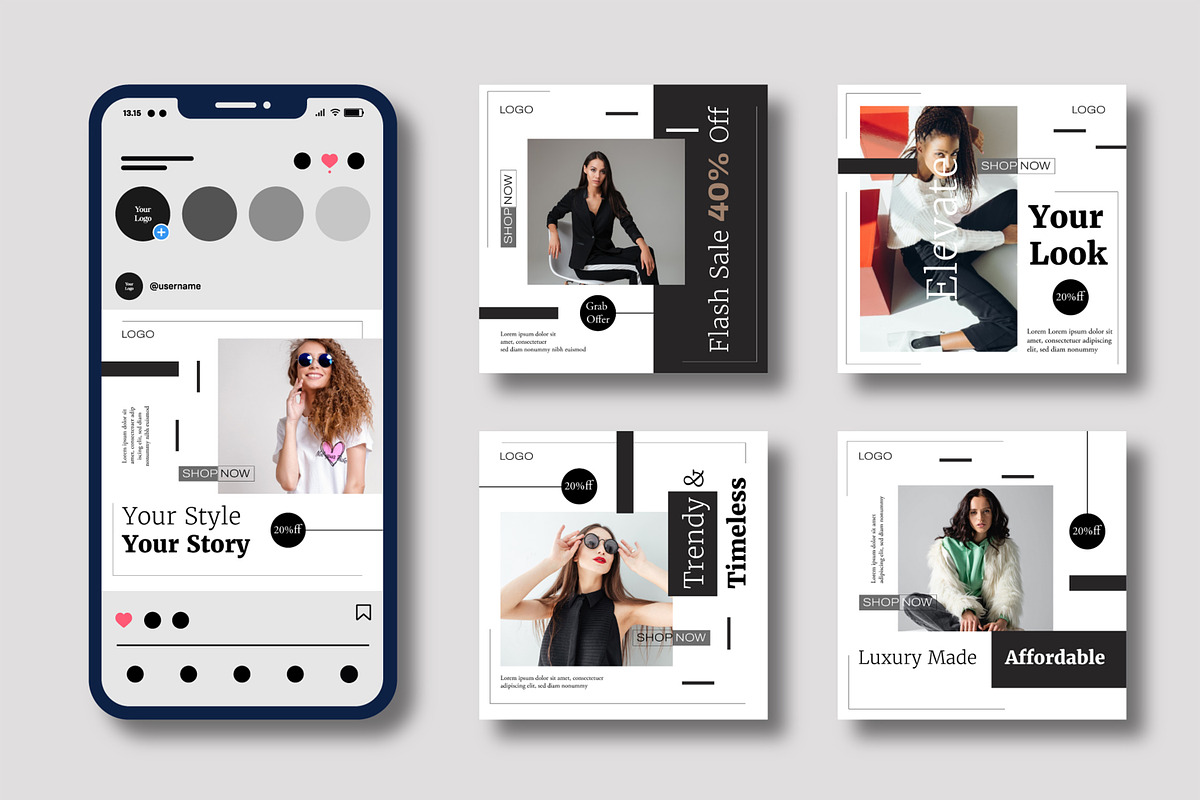 Modern Fashion Social Media Set