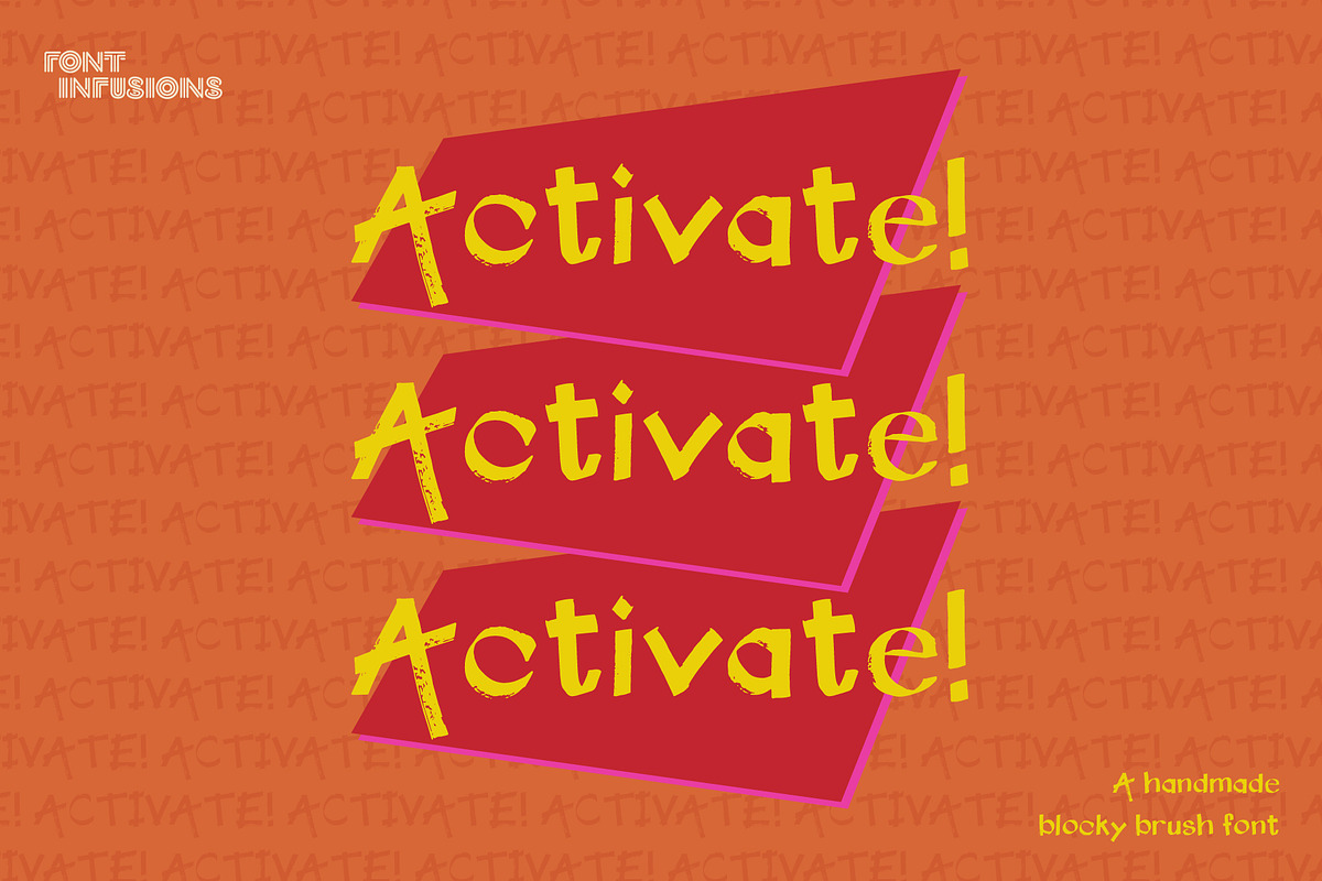 Activate! - blocky handwritten font, a Handwritten Font by Font Infusions (Photo 1 of 13)