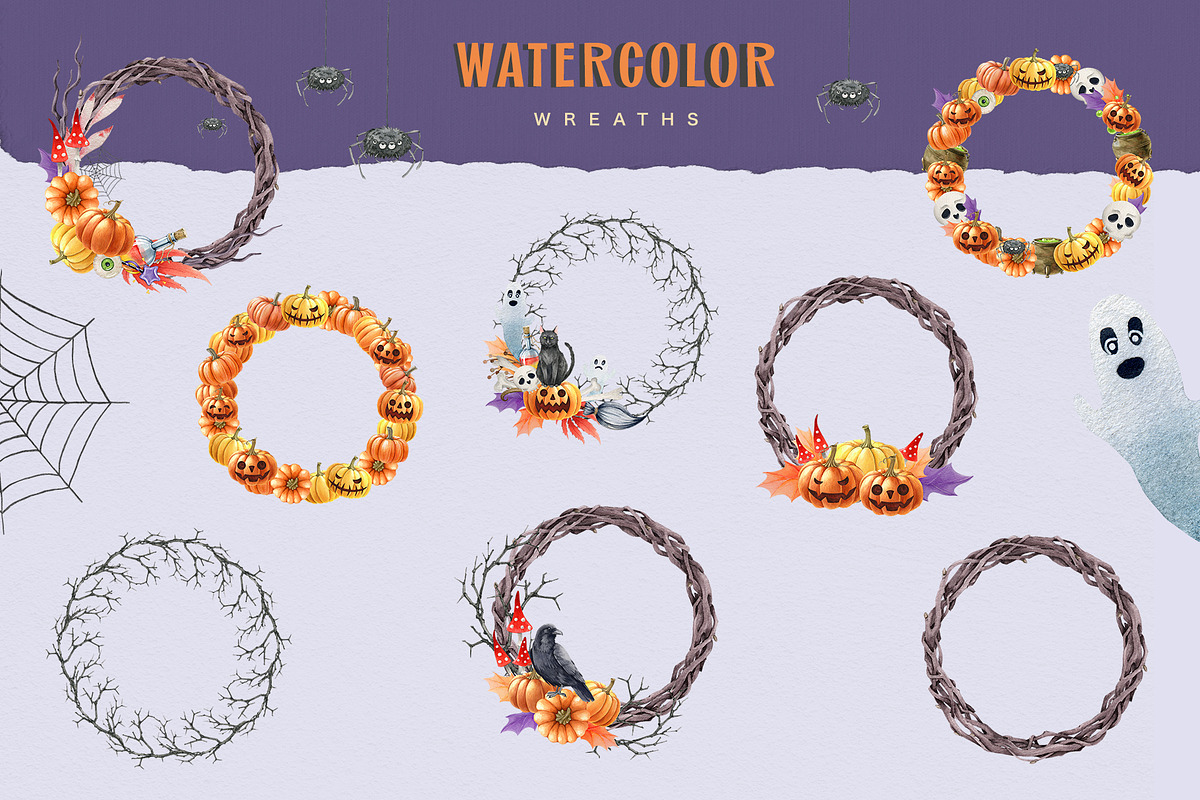 Halloween Watercolor Clipart, a Seasonal Illustration by AnitaPol (Photo 13 of 20)