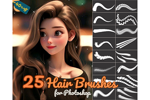25 Hair Brushes For Photoshop