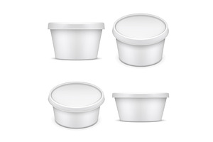 Rounded Container. White Plastic