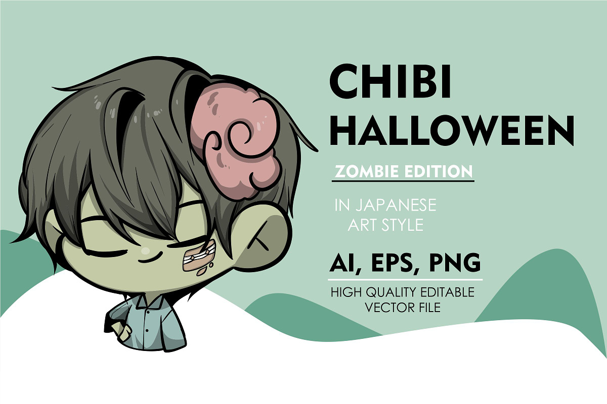 Chibi Halloween Zombie Art Sticker 5, an Illustration by vectstudio (Photo 1 of 3)