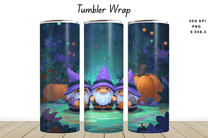 Spooky Halloween Gnome Tumbler Wrap, a Graphic by Cut File