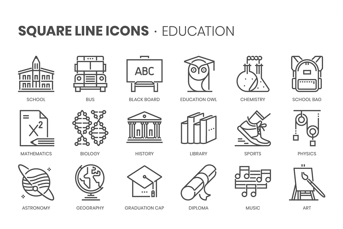 Square line icons, an Outline Icon by Howcolour (Photo 50 of 85)