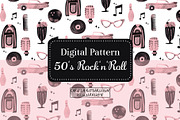 pink 50s Rock'n'Roll Pattern, a Pattern Graphic by koberstein (Thumbnail 1 of 3)