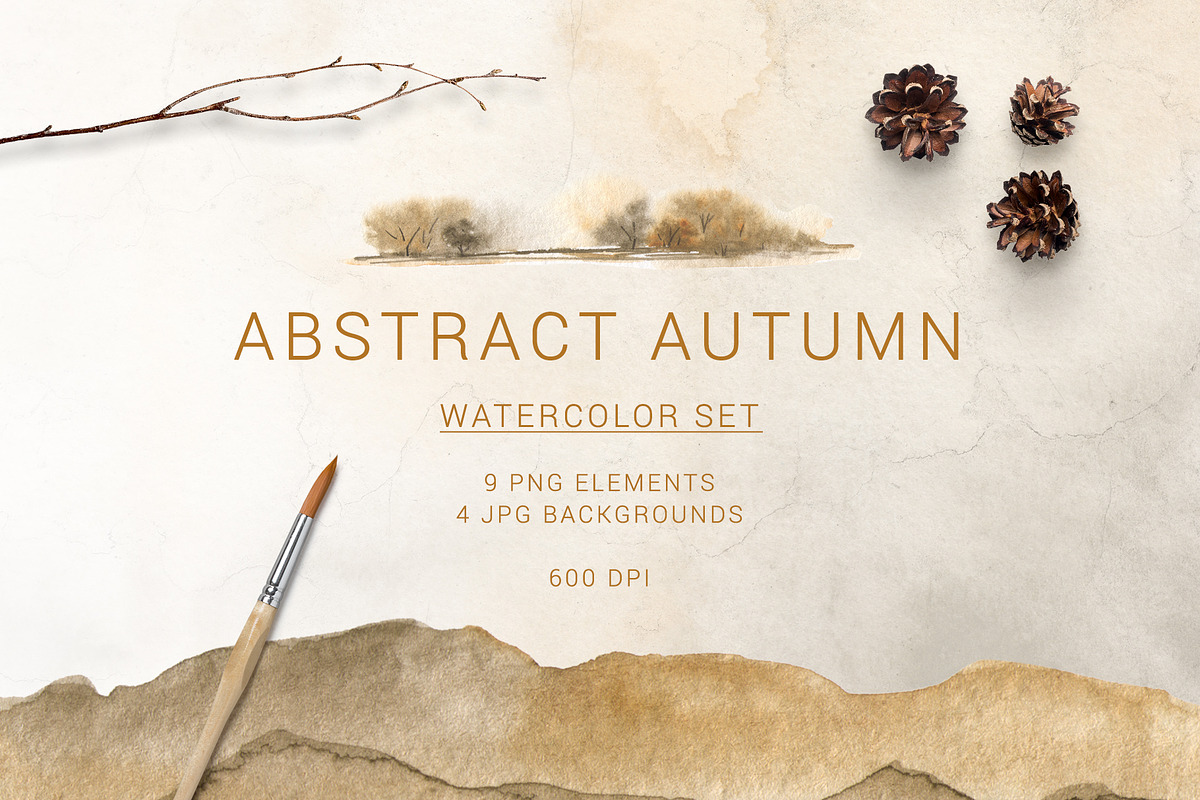 Watercolor abstract autumn set, a Texture Graphic by LeriaArt watercolor (Photo 1 of 5)