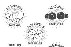 Vintage boxing logo set, a Sport Illustration by Microvector