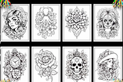 200+ Vintage Tattoo Coloring Pages, a Decorative Illustration by Design Station (Thumbnail 2 of 3)