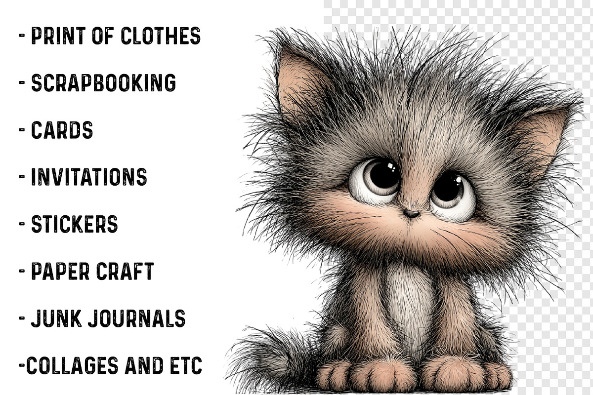 Whimsical Kitten Clipart Bundle, an Illustration by SinaCreation (Photo 6 of 7)