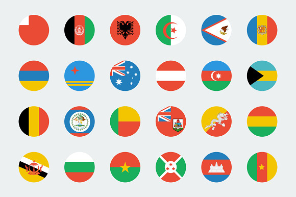 Flat circular world flag icons preview 7