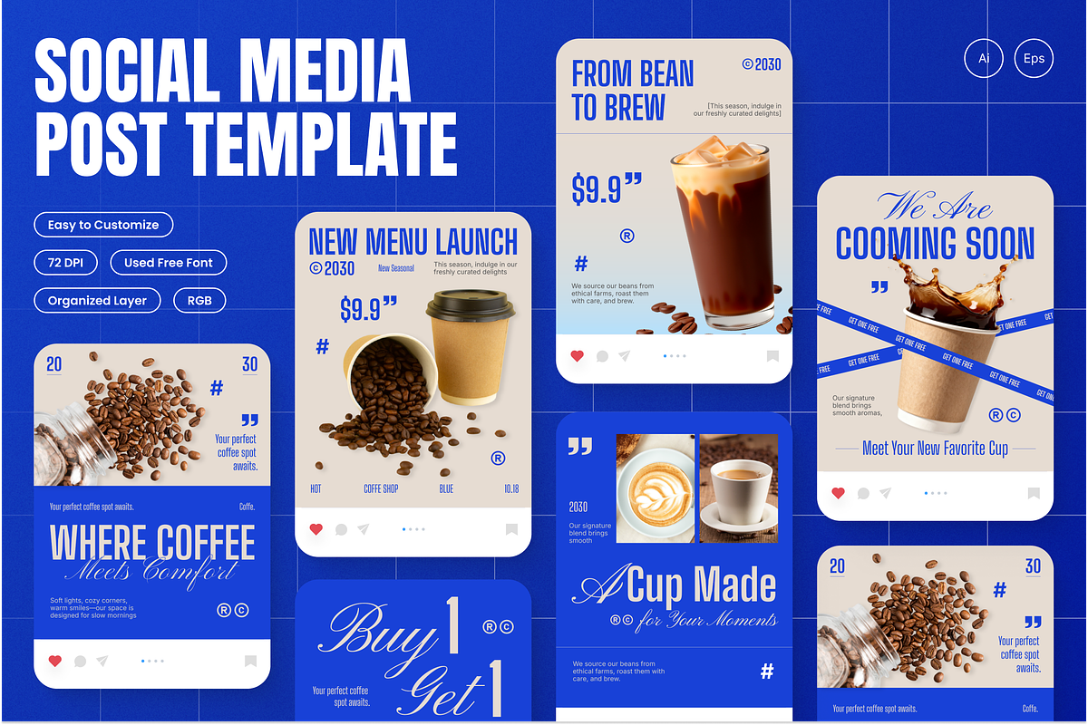 Coffee Shop Instagram Post, a Social Media Template by Annora Studio (Photo 1 of 6)