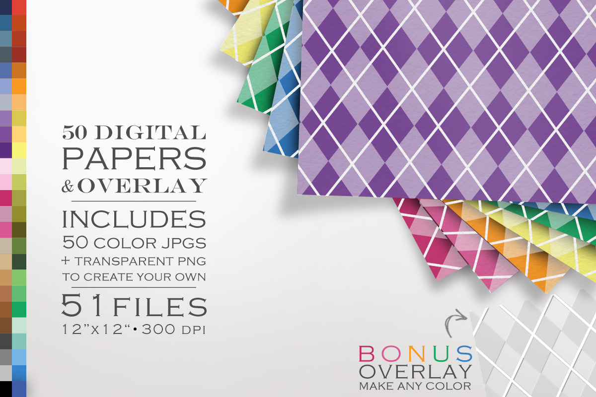 51 Piece Argyle Digital Paper