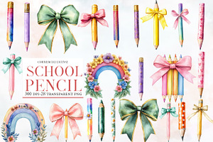 Coquette School Pencil Bow Clipart, an Illustration by Designworld