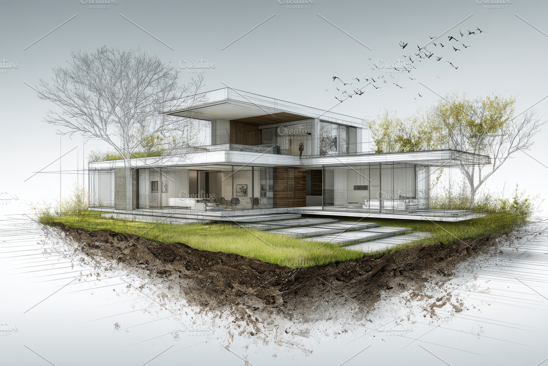 Modern house architectural design sk, a Photo by Pixeness Studio