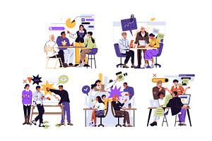 Employees discussing business issues, a Work Illustration by PaperTrident
