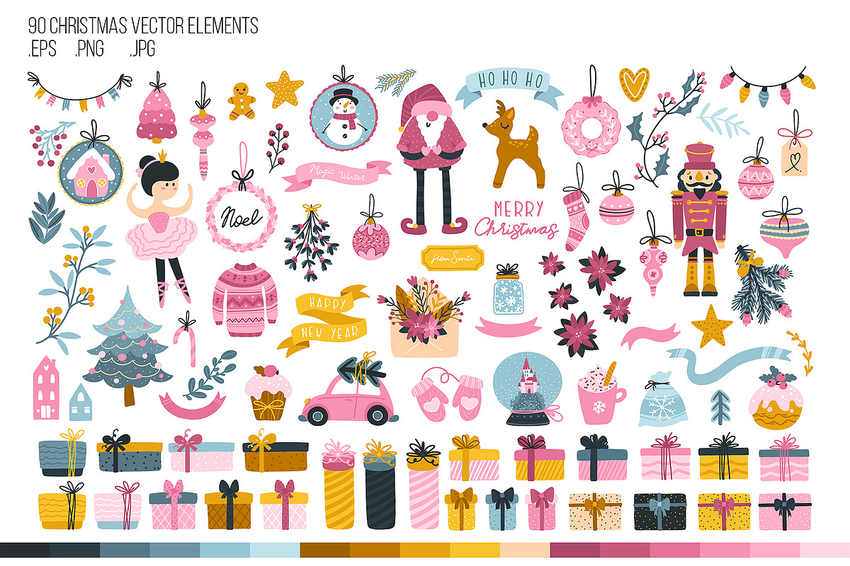 Pink christmas collection, an Object Illustration by Svitlana Kharchuk (Photo 2 of 12)