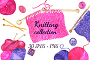 Knitting watercolor collection, an Illustration by Watercolor & sketches (Thumbnail 1 of 5)