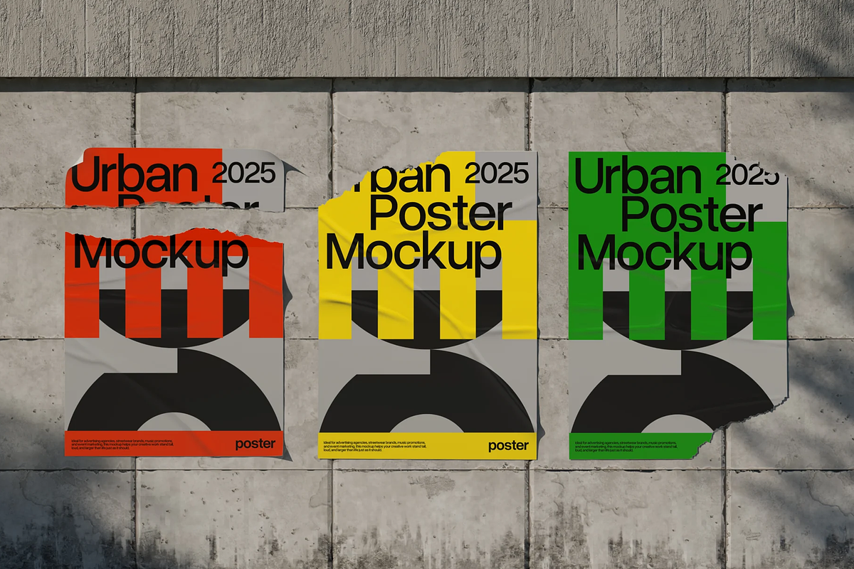 Urban Brick Wall Poster Mockup, an Advertising Mockup by graphicsauce