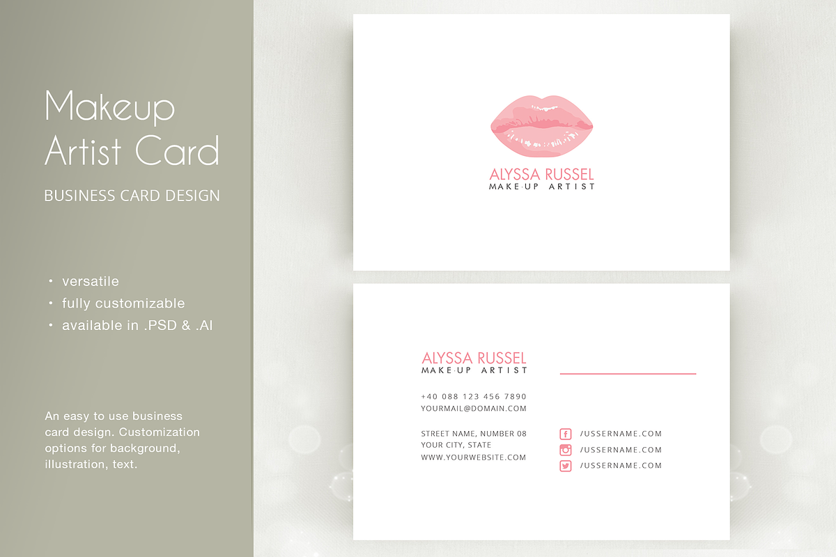 Makeup Artist - Business Card, a Business Card Template by Moon Starer Studio (Photo 1 of 3)