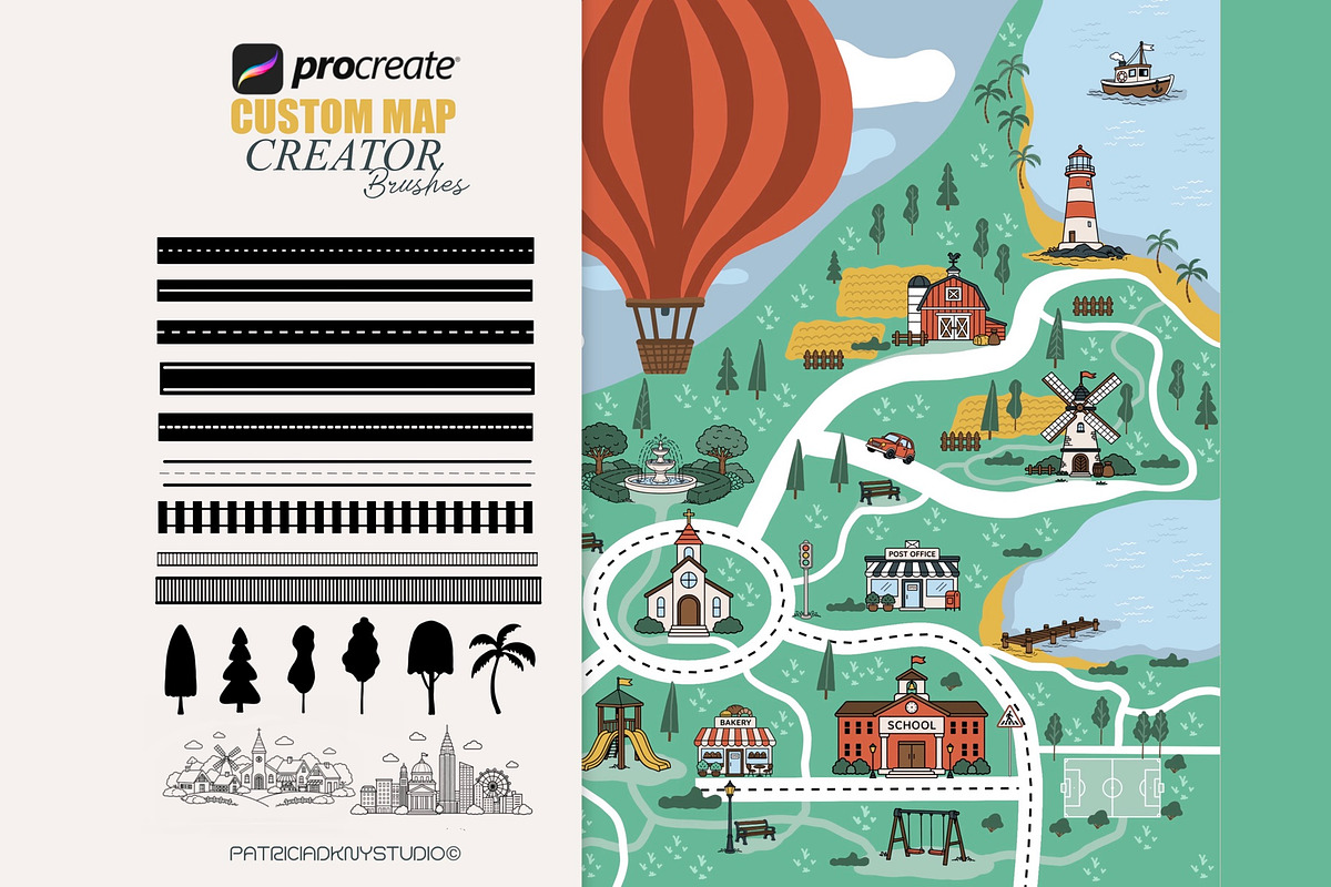 Procreate Map creator brushes, a Brush Add-On by PDknyStudio (Photo 5 of 5)