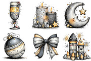 Whimsical Silver New Year Clipart, an Illustration by CraftArtStudio (Thumbnail 5 of 6)