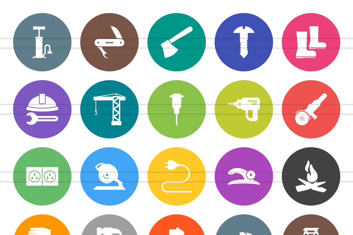 50 Tools Flat Round Icons preview 2
