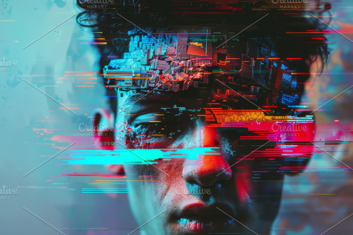 90 Glitch faces, a Person Illustration by Handmadefont (Photo 68 of 94)
