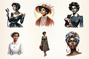 Vintage Black Month Women's Clipart, a Seasonal Illustration by DreamArtGraphic (Thumbnail 2 of 4)