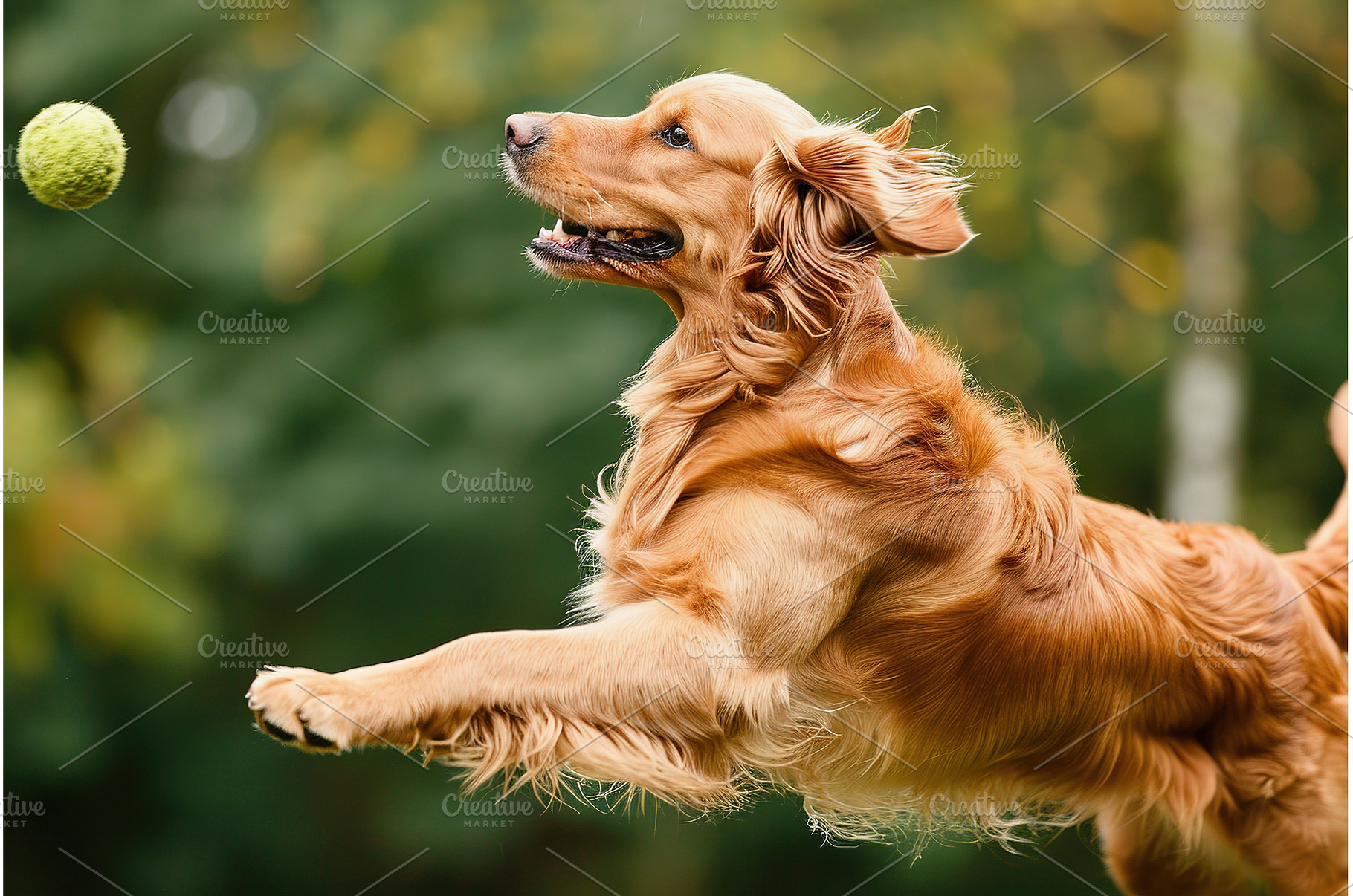 Energetic Golden Retriever Leaping, an Animal Photo by Lermont51