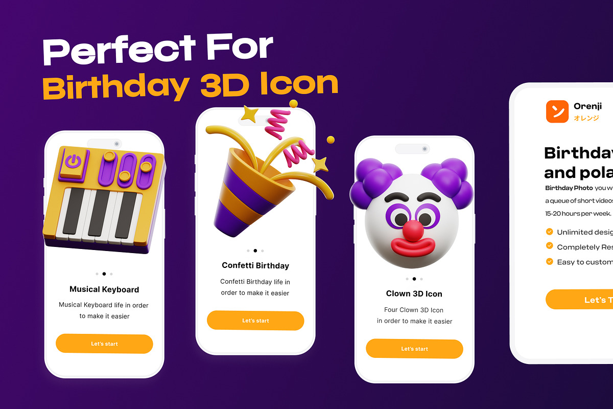 Birthday 3D Icon pack, a Food & Drink 3D Model by orenjidesign (Photo 5 of 8)