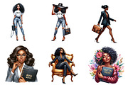 Watercolor Black Boss Lady Clipart, an Illustration by CreationArt (Thumbnail 4 of 5)