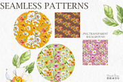 Flora watercolor floral clip art, an Illustration by CpandoShop (Thumbnail 7 of 9)