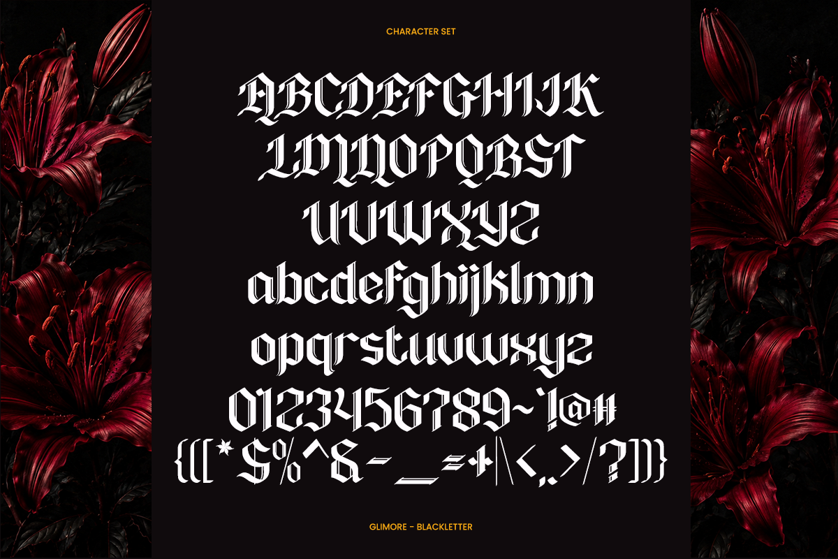 Glimore - Luxury Blackletter Font, a Blackletter Font by Font Liner (Photo 8 of 9)