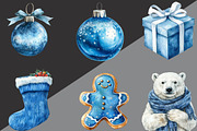 Cozy Christmas Blue Clipart, an Illustration by Black Bird Studio (Thumbnail 2 of 6)