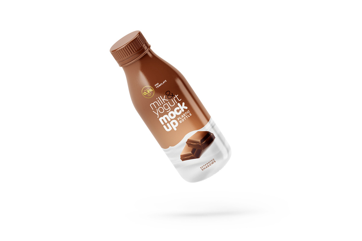 Small Yogurt & Milk Bottle Mockup, a Cups & Container Mockup by Deeplab