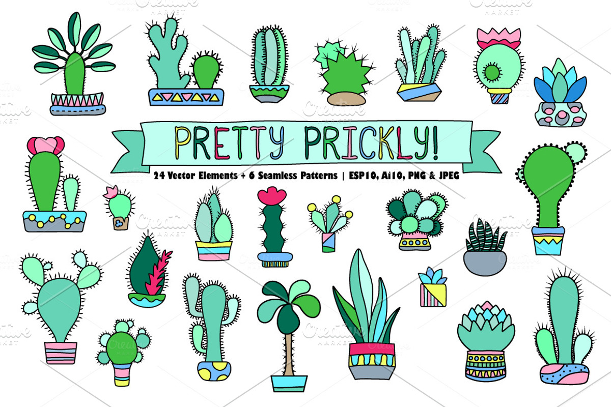 Cactus & Succulents Vector Clipart, a Decorative Illustration by RabbitAndPencil (Photo 1 of 4)