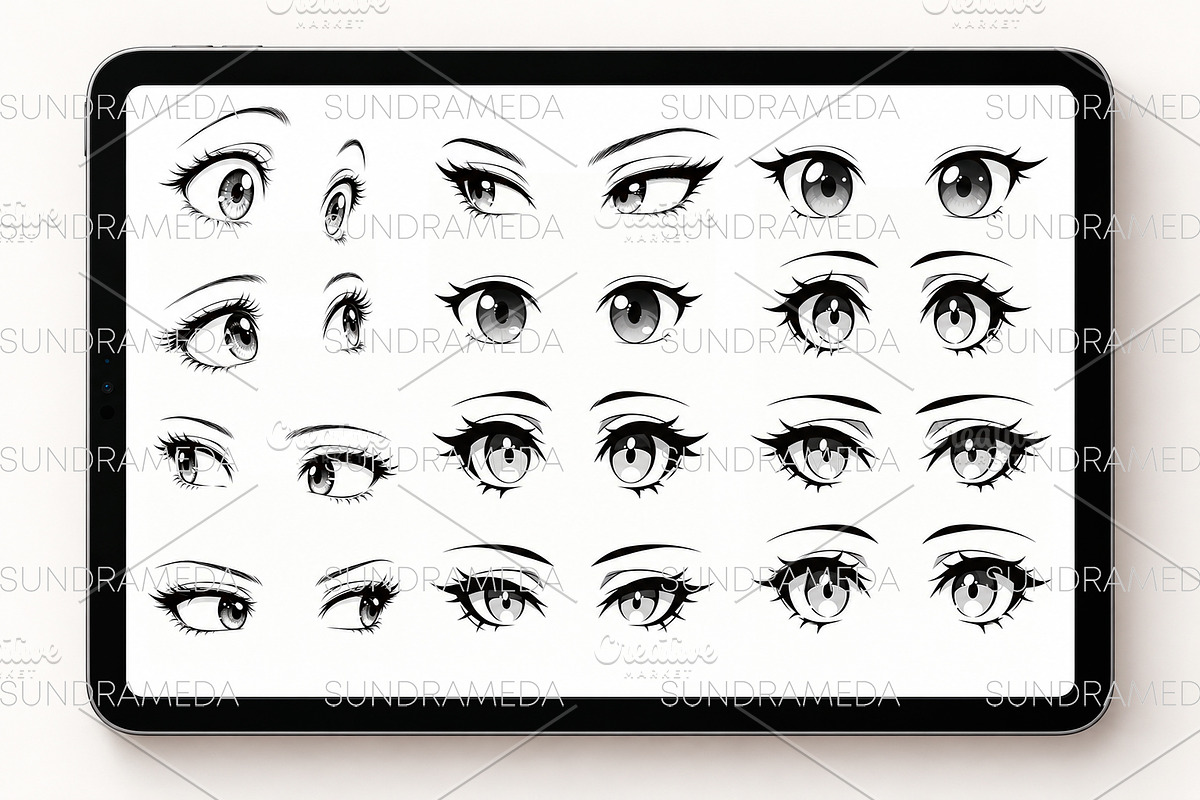 Anime & Manga Eyes Procreate Stamps, a Brush Add-On by sundrameda (Photo 3 of 12)