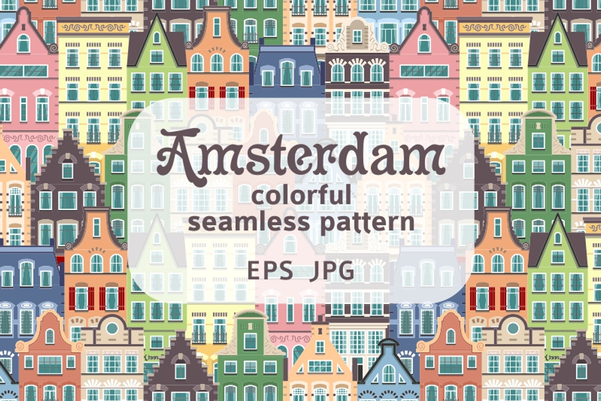 Seamless pattern of Holland houses, a Pattern Graphic by Primula`s shop (Photo 1 of 3)