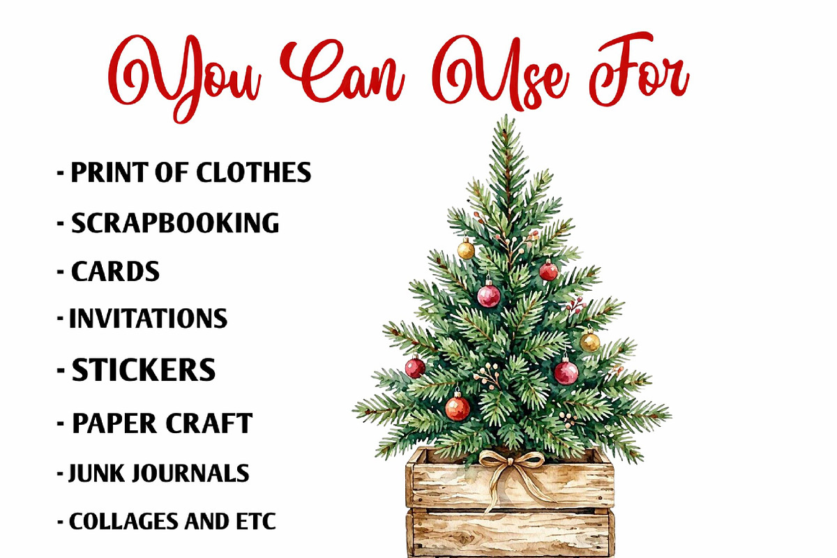 Watercolor Christmas Tree clipart, a Seasonal Illustration by fashionaddict (Photo 6 of 7)