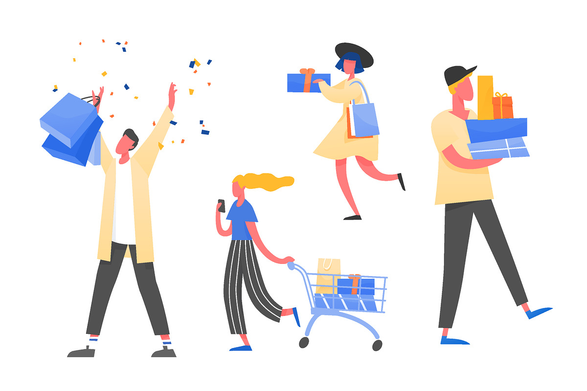 People with purchases, shopping bags, a Person Illustration by Good Studio (Photo 1 of 3)