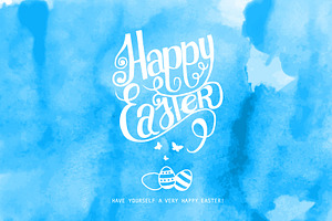 Happy Easter! Watercolor Blue